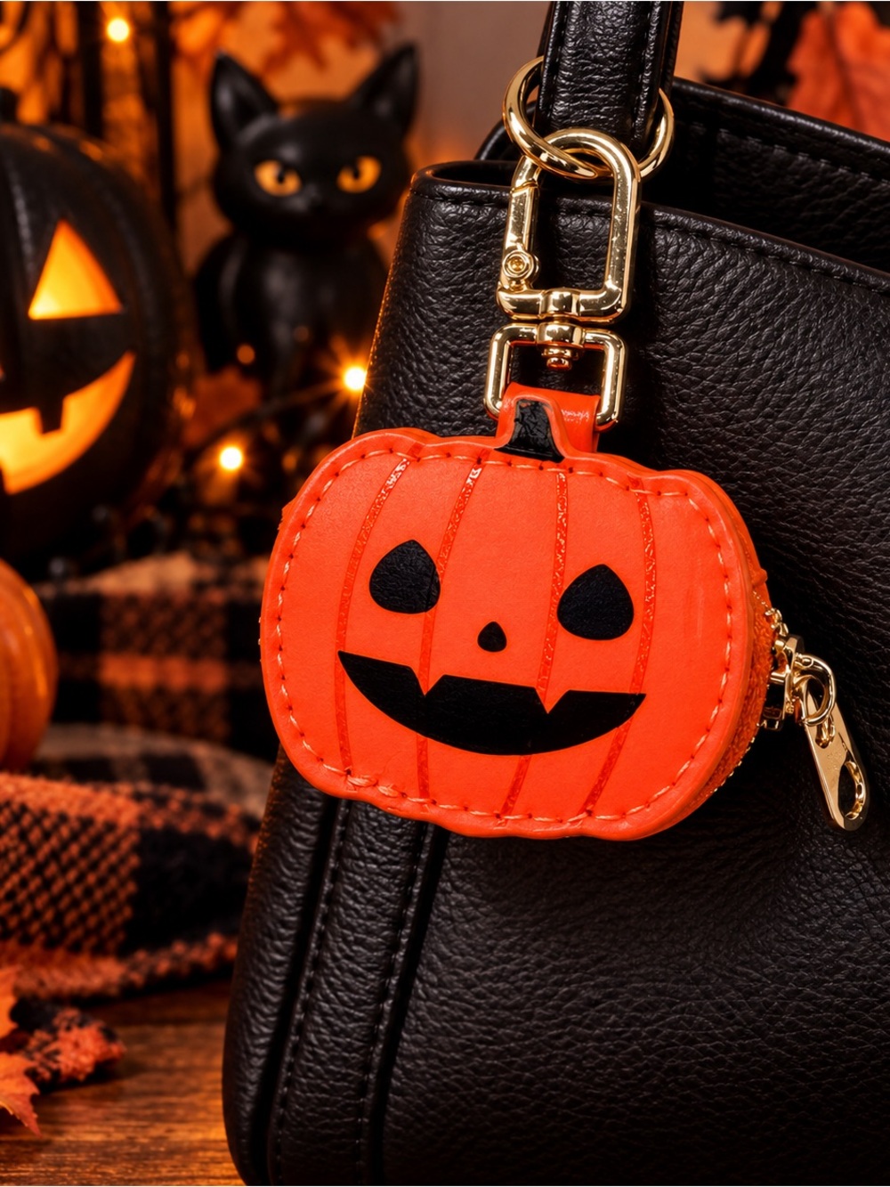 Halloween Jack-O’-Lantern Pumpkin Mini Coin Purse Keychain